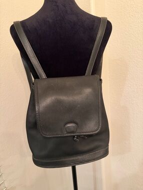 Old Coach 9315 Vintage Black Leather Backpack Bag Drawstring